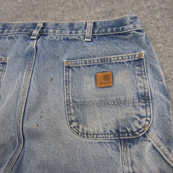 Carhartt Carpenter Distressed Jeans Men 36x33 Blue Denim Grunge VTG 90s B237 DST - Picture 3 of 15